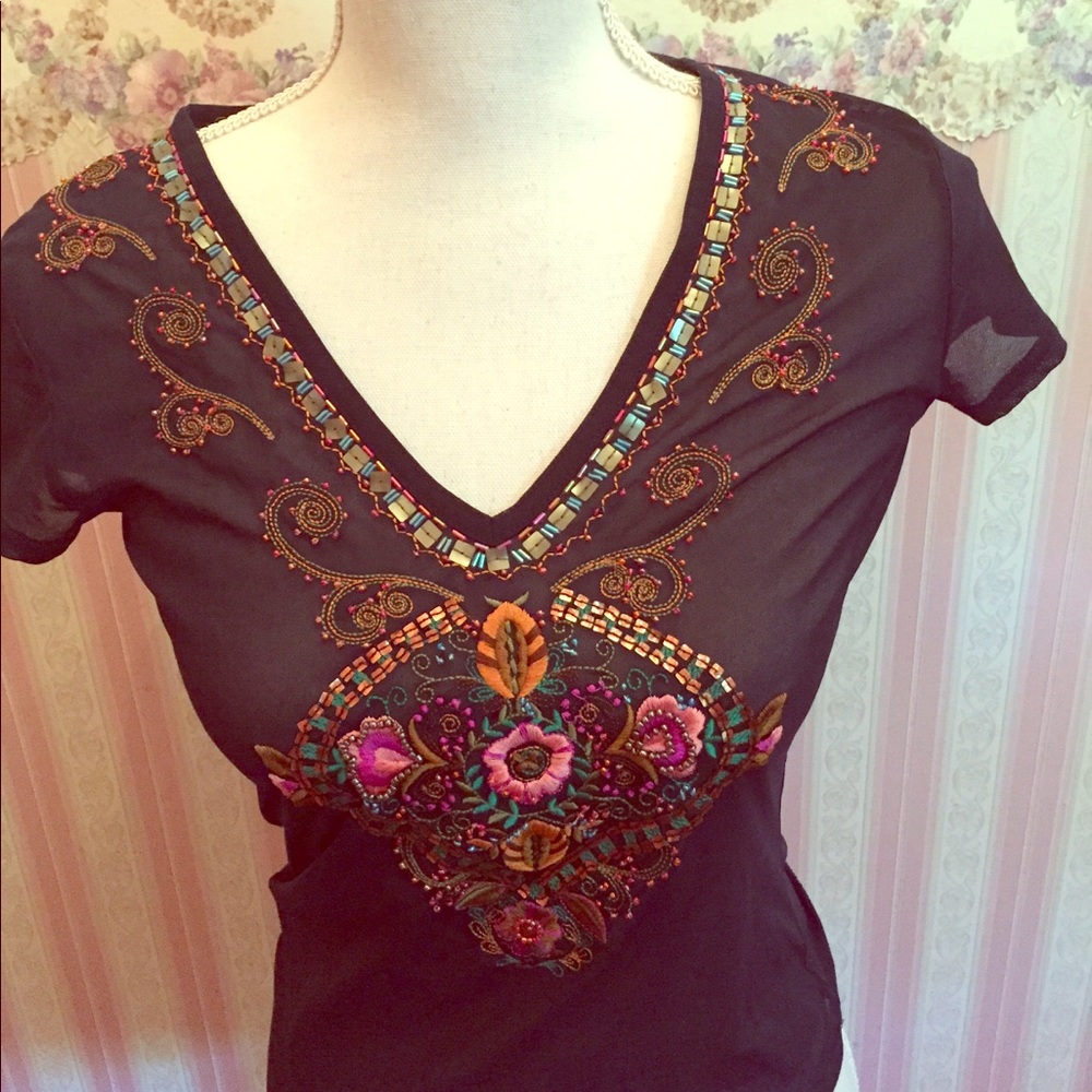 Express blue top size Small beaded